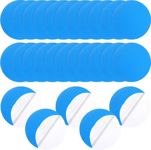 Miniatura 11 de Outus Kit de reparación de 24 parches de vinilo para piscina, revestimiento autoadhesivo para piscina, parches de reparación de plástico