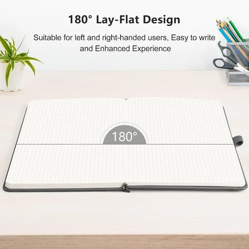 Miniatura 6 de RETTACY Cuaderno Diario Punteado, 320 Páginas Numeradas, Tamaño A5 Mediano (5.7" × 8.3"), Tapa Dura de Cuero, Papel Grueso de 100 GSM, para Diario