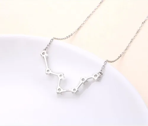 Miniatura 5 de Dije de astrología en plata esterlina de 925 con circonias cúbicas, 12 constelaciones de los signos del horóscopo. Regalo de cumpleaños para mujeres