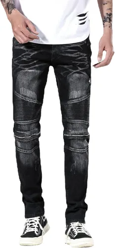 Miniatura 3 de Liuhond Skinny Slim Fashion - Jeans elásticos de motociclista de Hip Hop con agujeros rectos rasgados.