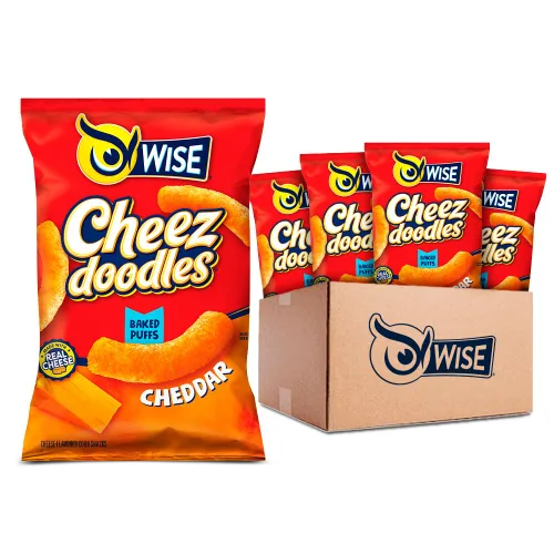 Wise Snacks Cheez Doodles - Puffs horneados, queso cheddar real, 0.875 onzas (42 unidades), sin gluten