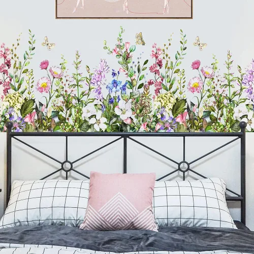 Miniatura 6 de Pegatina de pared de mariposas de flores coloridas para dormitorio, sala de estar, TV, sofá, fondo