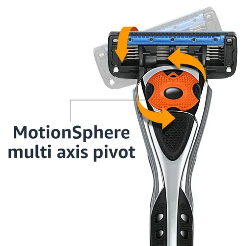 Miniatura 5 de Amazon Basics 5-Blade MotionSphere - Maquinilla de afeitar para hombre con 5 cuchillas, doble lubricación y recortadora de precisión, juego de 17