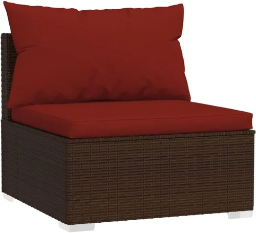 Miniatura 3 de Ensemble de Salon de Jardin 5 Pièces Brun Cannelle Rouge, Meuble d'Extérieur Modulable Pour Terrasse Balcon, Résistant aux UV et à l'Eau avec Grey