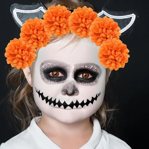 Miniatura 7 de Cabezas de flores artificiales de caléndula para Halloween, cabezas de flores de caléndula de seda, cabezas de flores de caléndula sintética, cabeza