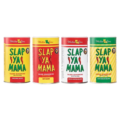 Slap Ya Mama - Condimento cajún natural de Louisiana, 1 de cada uno de ellos original, picante, pimienta blanca y bajo en sodio, paquete variado de 4
