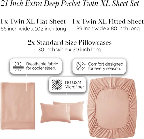 Miniatura 29 de Southshore Fine Living, Inc. Juego de 7 piezas de sábanas King divididas para cama ajustable, juego de sábanas King divididas con bolsillo de 21