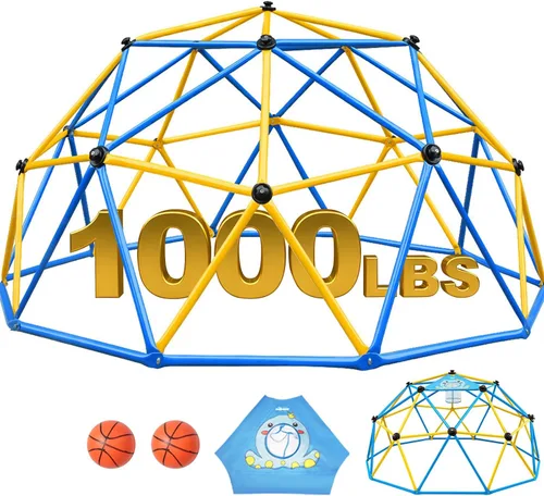 Zupapa Cúpula de escalada de 10 pies, gimnasio de jungla para exteriores para niños con agarre para escalar - Escalador de cúpula geométrica para