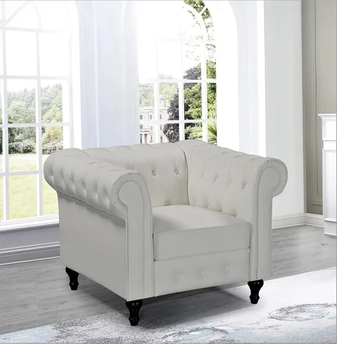 Miniatura 5 de Container Furniture Direct Teressa - Juego de sofá Chesterfield de piel sintética de 2 piezas para sala de estar, apartamento u oficina, incluye
