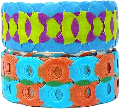 Miniatura 3 de allydrew Cinta adhesiva Washi hueca con diseño geométrico brillante, 13.1 ft de longitud total (juego de 2), círculo y burbujas