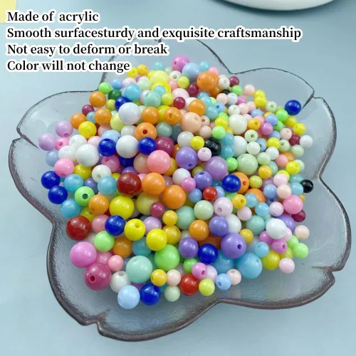 Miniatura 3 de 200 cuentas redondas acrílicas de 0.394 pulgadas (0.394 in), cuentas redondas de plástico pastel con agujero para manualidades, pulseras, collares