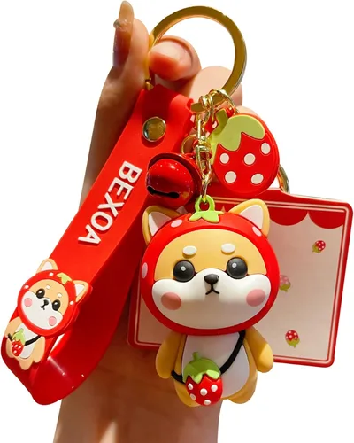 BEXOA Lindo llavero Kawaii Anime Llaveros Accesorios, Shiba Inu Bolso Encantos de Carro de Dibujos Animados Llavero para Niña Mujer
