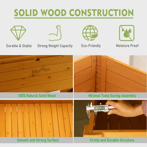 Miniatura 4 de Jardinera elevada de madera para jardín, macetas elevadas de madera para exteriores, camas elevadas con patas para hierbas de flores vegetales