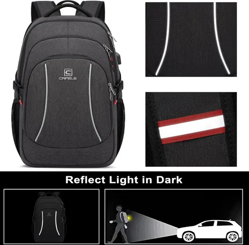 Miniatura 6 de CAFELE Mochila de viaje duradera de 17.3 pulgadas, mochila universitaria, bolsillo antirrobo RFID, bolsa para computadora de negocios grande