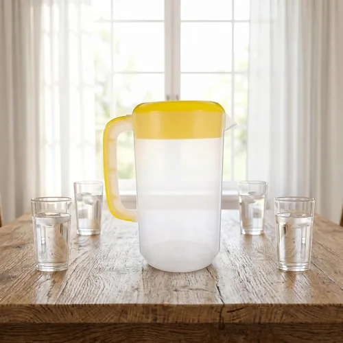 Miniatura 2 de Jarra de agua grande de plástico con tapa, jarra de agua para bebidas de 1 galón/4 L, jarra de colación inastillable con tapa redonda para jugo