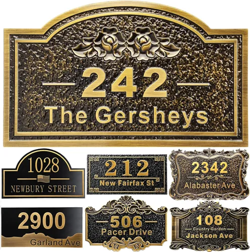 Miniatura 39 de Placa personalizada de dirección de casa de 12 pulgadas, números fundidos para exteriores, placa de señal de dirección personalizada con nombre
