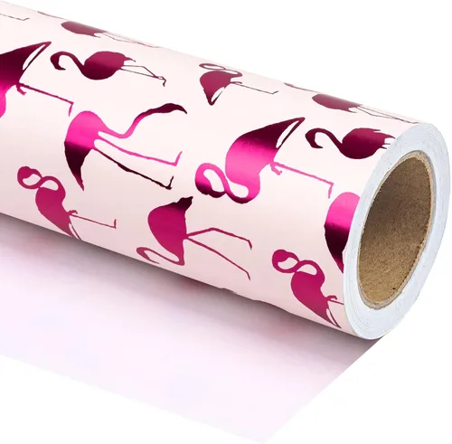 Miniatura 18 de WRAPAHOLIC Papel de regalo reversible de leopardo, mini rollo, 17 pulgadas x 33 pies, estampado de leopardo con brillo metálico y diseño de rayas