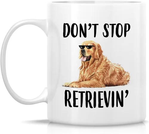 Miniatura 2 de Retreez - Taza divertida con texto en inglés "Funny Cute Golden Retriever Don't Stop Retrievin' Dog Lover", 325 ml, tazas de café de cerámica