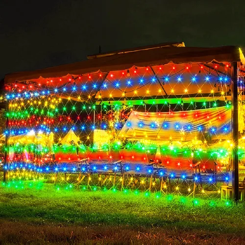 Miniatura 10 de 198 luces de red LED de 9.8 pies x 6.6 pies enchufables, 8 modos de iluminación de malla conectables, luces de red de Navidad impermeables al aire