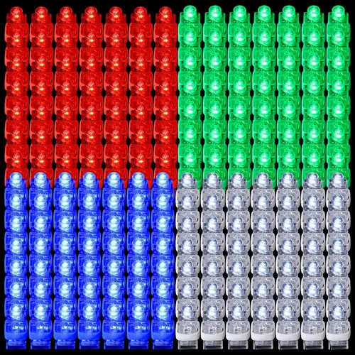 Hortsun 200 luces LED para dedos, mini linternas de dedo para niños, suministros de fiesta que brillan en la oscuridad, anillos iluminados, juguetes