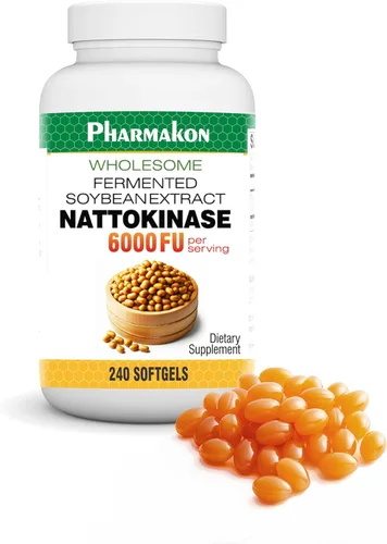 Miniatura 6 de PHARMAKON Nattokinase, Cápsulas Blandas Biodisponibles, Extracto de Soja Orgánica Fermentada, 6000 FU por Porción