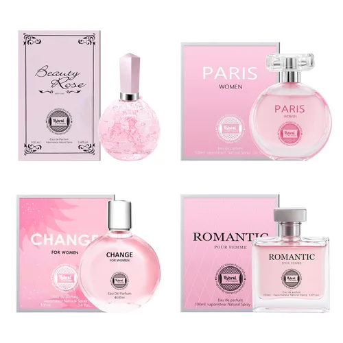 Hybrid & Company Mujer 4 unids Belleza Rosa Cambio París Mujeres Romántico Pour Femme Perfume Natural Spray Fresco Fragancia