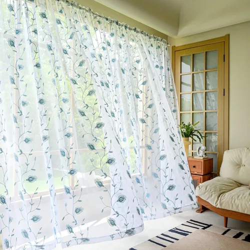 Miniatura 100 de Cortinas para ventana cortinas blancas traslúcidas de 90 pulgadas de largo, 2 paneles de cortinas de tul, paneles de ventana para cortinas de Blanco