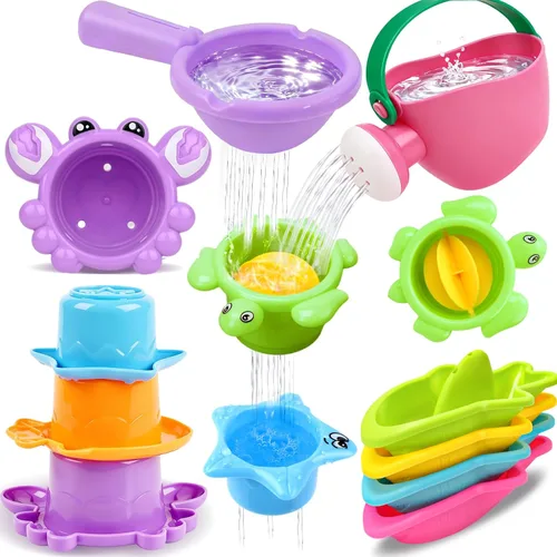 10 juguetes de baño para niños de 1 a 3 años, juguetes de agua para bañera y piscina para niños pequeños de 1 a 3 años y bebés de 12 a 18 meses,