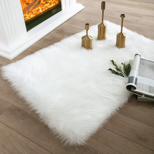 Miniatura 11 de Ashler Home Deco - Tapete de pelo sintético de oveja, mullido, suave, de 2 x 3 pies, lavable a máquina, dormitorio, habitación de los niños, sala