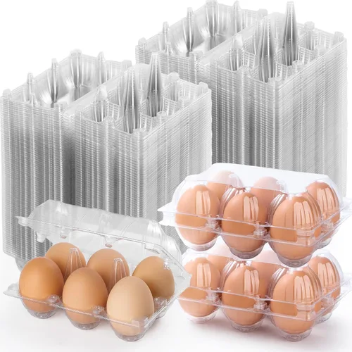 Miniatura 8 de 48 paquetes de cartones para huevos económicos a granel de 12 unidades, 1 docena de cartones para huevos transparentes y vacíos para huevos