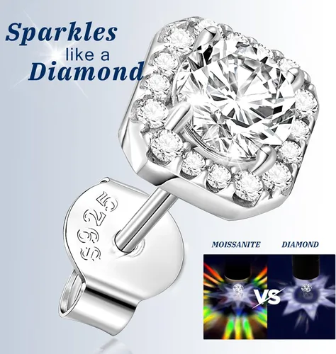 Miniatura 4 de RINEY&KY Aretes de moissanita Aretes de diamante de laboratorio para mujeres y hombres, aretes de moissanita, aretes de moissanita chapados en oro