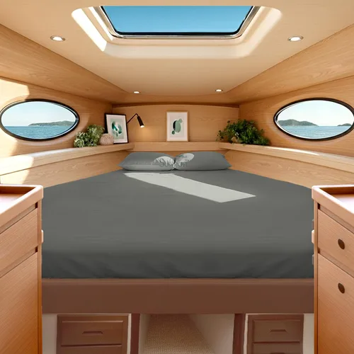 Miniatura 17 de Universal V Berth - Juego de sábanas de 4 piezas para barco, 100% algodón egipcio, la mejor ropa de cama de barco V, se adapta a colchones de hasta