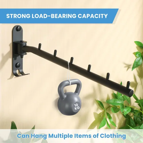 Miniatura 6 de Percheros para colgar ropa, perchereros de ropa montados en la pared, ganchos para colgar ropa, barras para ropa, ganchos resistentes, plegables