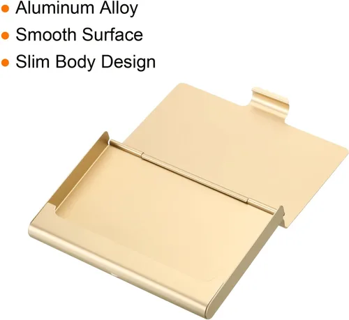 Miniatura 4 de Patikil Titular de la tarjeta de visita, caja de la tarjeta de metal de aluminio, titular profesional de la tarjeta de bolsillo para el nombre y Oro
