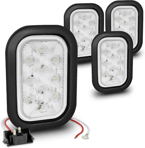 Miniatura 17 de TRUE MODS Kit de 2 luces traseras LED rectangulares rojas de 5x3 3x5 pulgadas [DOT FMVSS 108] [SAE I6 P2 S2 (3) T] [Ojales/Tapones] [Sumergible] Rojo