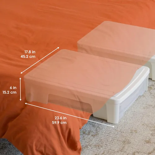 Miniatura 2 de IRIS USA 22 Qt Almacenamiento bajo la cama, organizador apilable de plástico con cajón deslizante, paquete de 2 unidades, multiusos para ropa