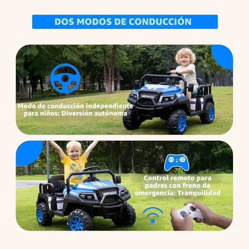 Miniatura 2 de Coche eléctrico para niños, juguetes de 24 V y 4 plazas con control remoto para padres, suspensión de 4 ruedas, capacidad máxima de peso de 220 Azul