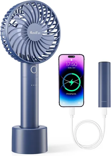 Miniatura 11 de HandFan Ventilador de mano portátil, pequeño ventilador de mano personal, mini ventiladores de refrigeración eléctricos, ventiladores de escritorio