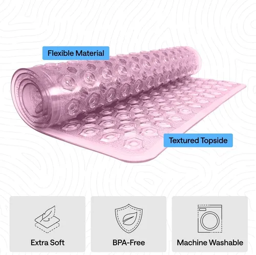 Miniatura 4 de GORILLA GRIP - Alfombrilla patentada para bañera y ducha, tapetes lavables para el piso de la bañera, ventosas y agujeros de drenaje para mantener