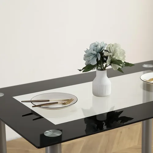 Miniatura 4 de Karl home Moderna mesa de comedor de vidrio templado, mesas de vidrio para cocina y comedor con 4 patas de metal de alta resistencia, capacidad