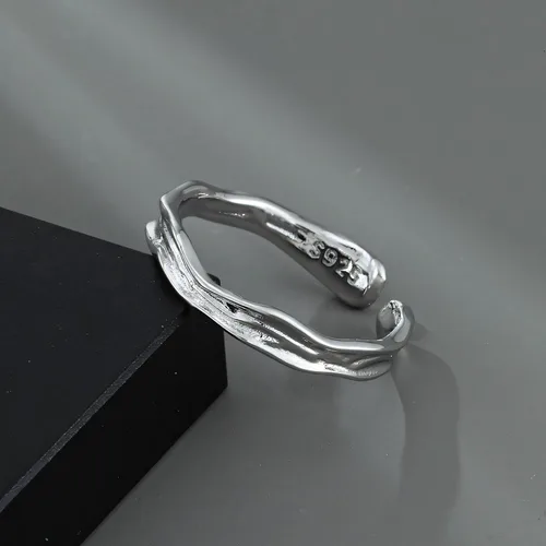 Miniatura 19 de Anillo de plata de ley 925, minimalista, ajustable, hecho a mano, para mujeres y niñas