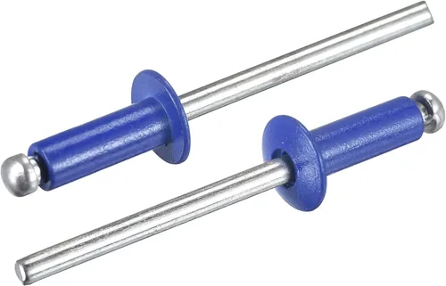 Miniatura 15 de uxcell Remaches ciegos de aluminio, 0.157 in x 0.236 in (5/32 pulgadas x 15/64 pulgadas), remache de extremo abierto, cabeza redonda plana para unir