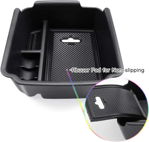 Miniatura 5 de SKTU Organizador de consola central compatible con Tiguan Allspace LWB 2018-2020, inserción de accesorios ABS negro, bandeja de materiales negros