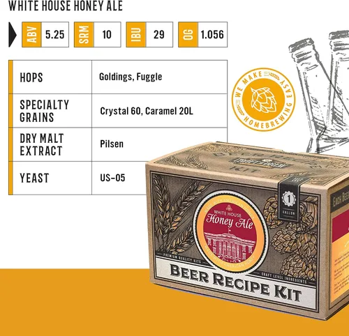 Miniatura 4 de Craft A Brew Kit de Recetas - White House Honey Ale Reposición - 1 Galón - Ingredientes para Elaborar Cerveza Casera Casa Blanca Honey Ale