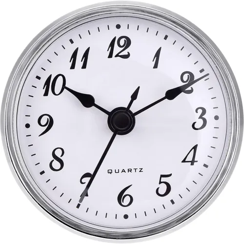 Hicarer Inserto de reloj de cuarzo de 2.8 pulgadas/2.756 in, borde dorado, número arábigo, movimiento de cuarzo (borde plateado)