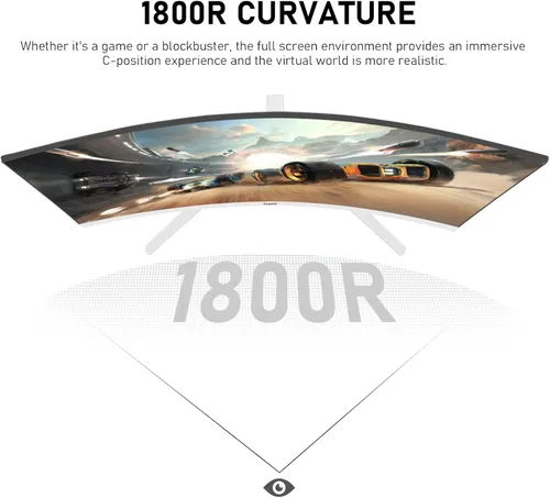 Miniatura 4 de Gawfolk 27 Pulgadas Pantalla de PC para Computadora, Monitor Curvo para Juegos de 280Hz, FHD 1080p 1ms, FreeSync, 98% sRGB, Ángulo de Vista de 178°