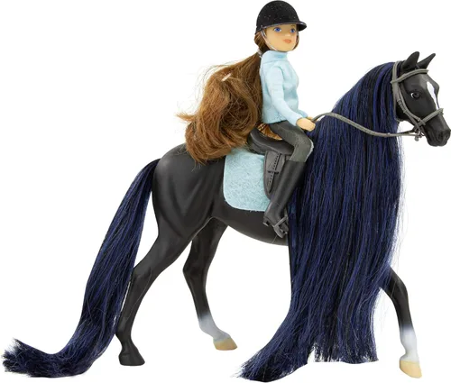 Breyer Freedom Series Horse & English Rider Set - Jet & Charlotte - Figura de juguete negra de 9.75 x 7 pulgadas, escala 1:12, modelo #61145