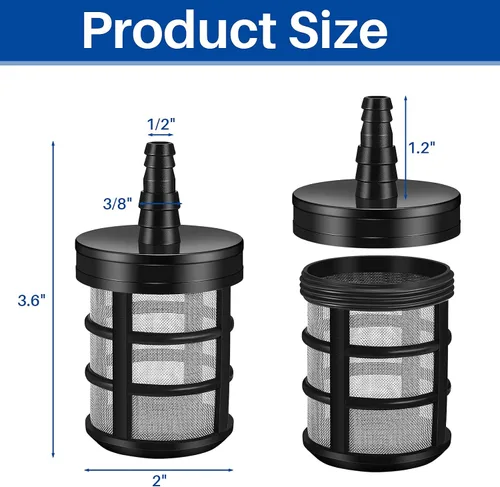 Miniatura 2 de Tondiamo 4 filtros de manguera doméstica para bomba de agua, filtro de sedimentos, filtro de agua de acero inoxidable de malla 50, filtro