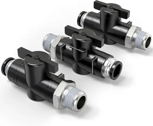 Miniatura 11 de TAILONZ PNEUMATIC BVU-1/4 OD válvula de bola de control de flujo de aire válvula de empuje para conectar el accesorio (paquete de 5)