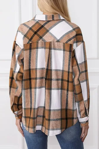 Miniatura 3 de AUTOMET Chaqueta casual de manga larga con botones de mezcla de lana a cuadros para mujer